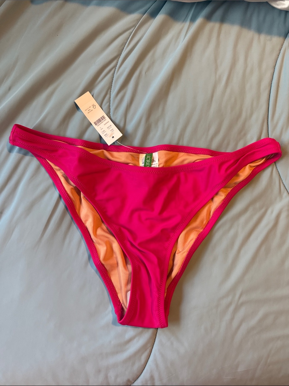 J. Crew Hot Pink Bikini Bottom with Peach Lining